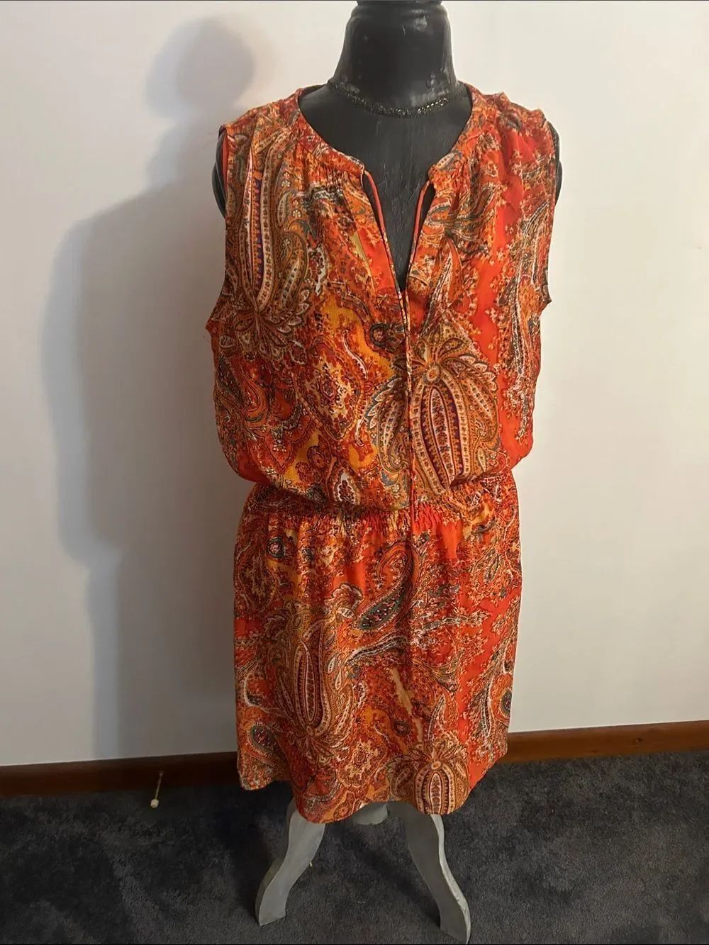 Lauren Ralph Lauren Sleeveless Paisley Orange Summer Dress